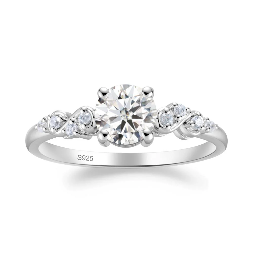 Simple Round Moissanite Infinity Ring - Image 2