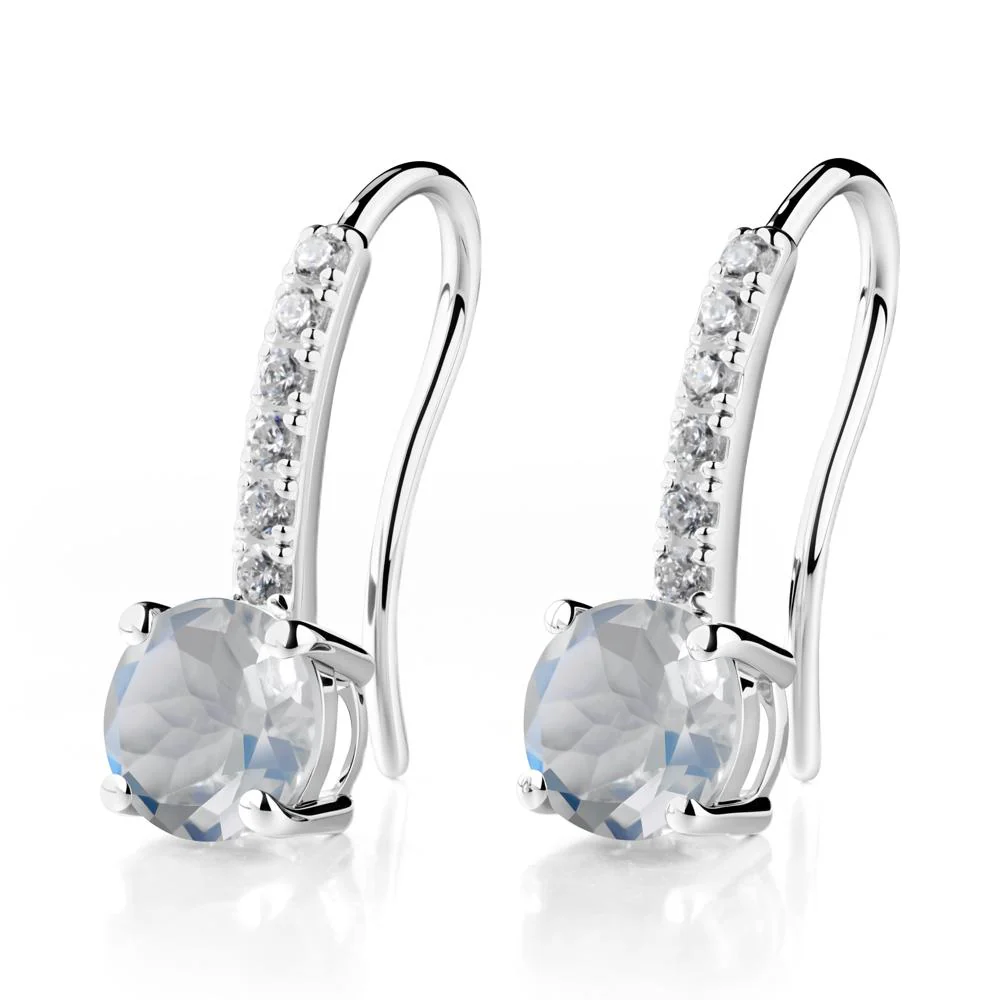 Simple Round Moonstone Dangle Earrings - Image 2