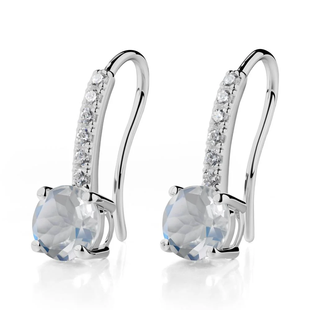 Simple Round Moonstone Dangle Earrings - Image 8