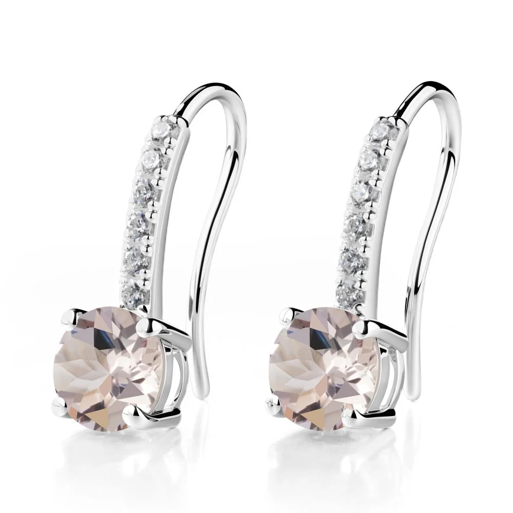 Simple Round Morganite Dangle Earrings - Image 3