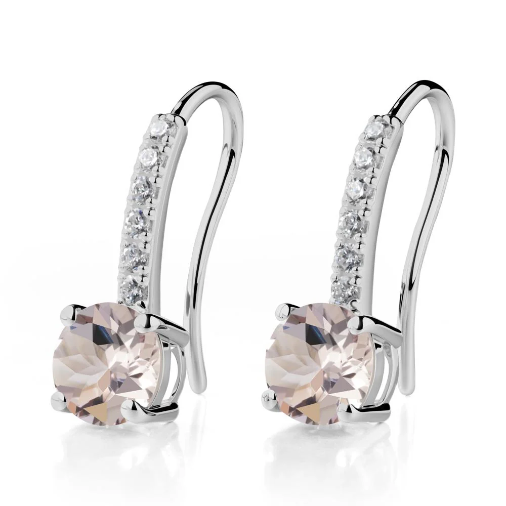 Simple Round Morganite Dangle Earrings - Image 7