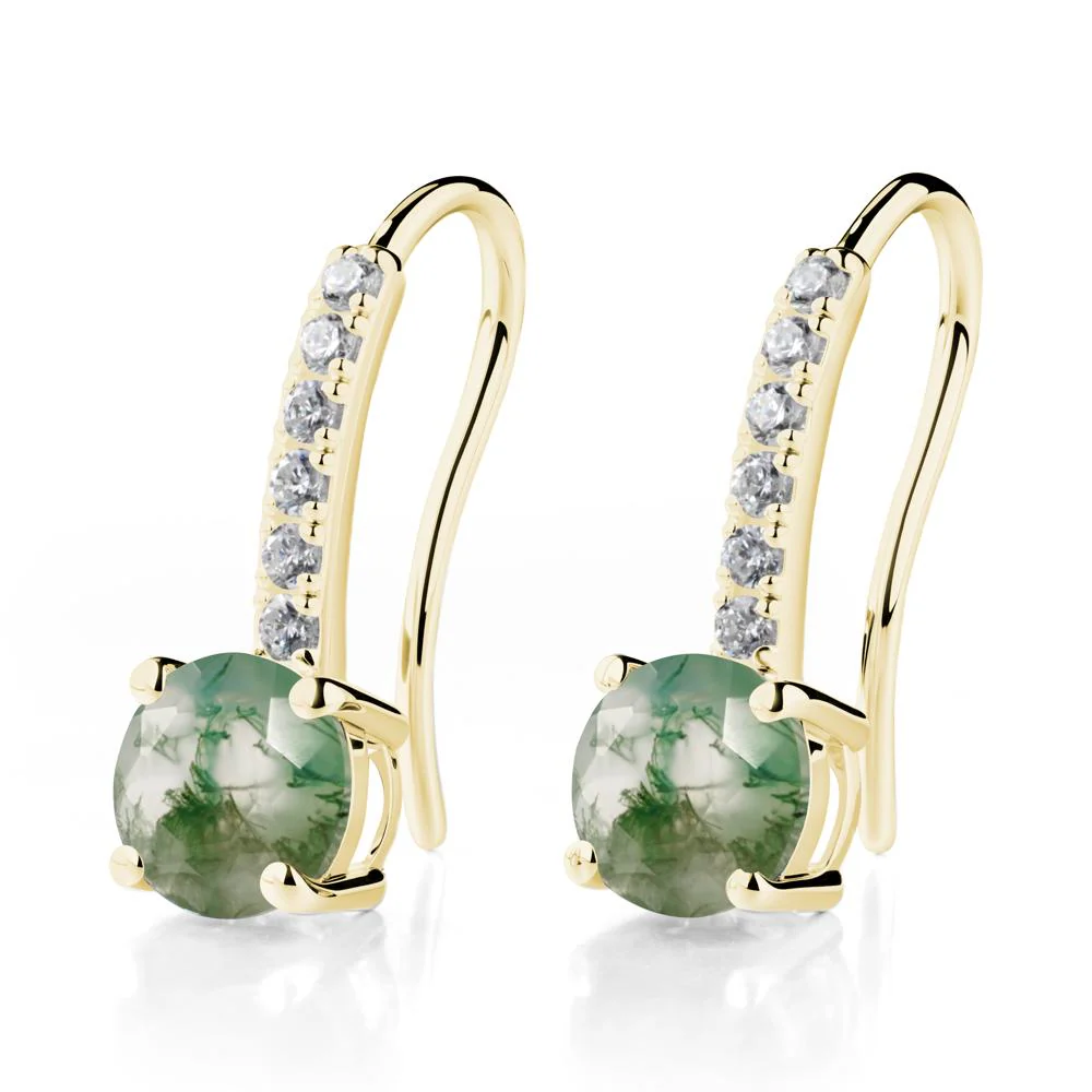Simple Round Moss Agate Dangle Earrings - Image 9