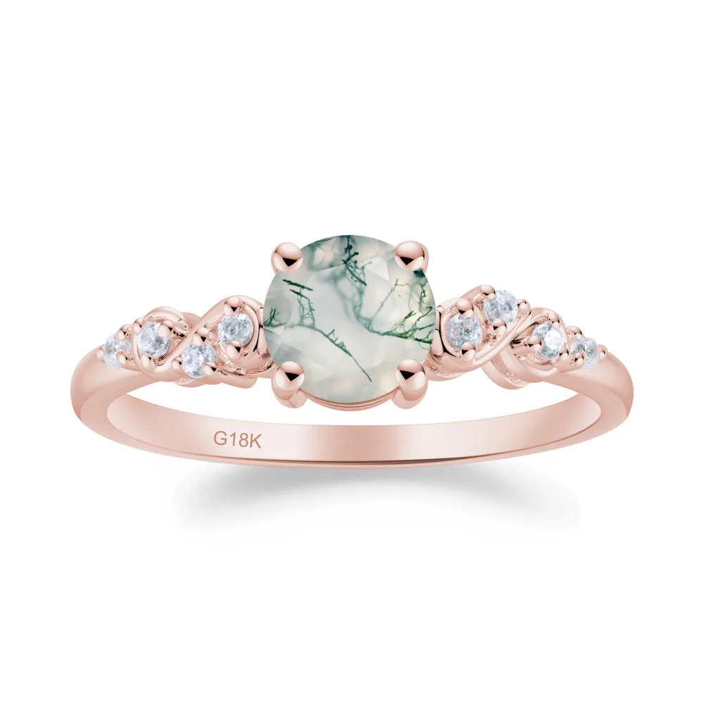 Simple Round Moss Agate Infinity Ring - Image 2