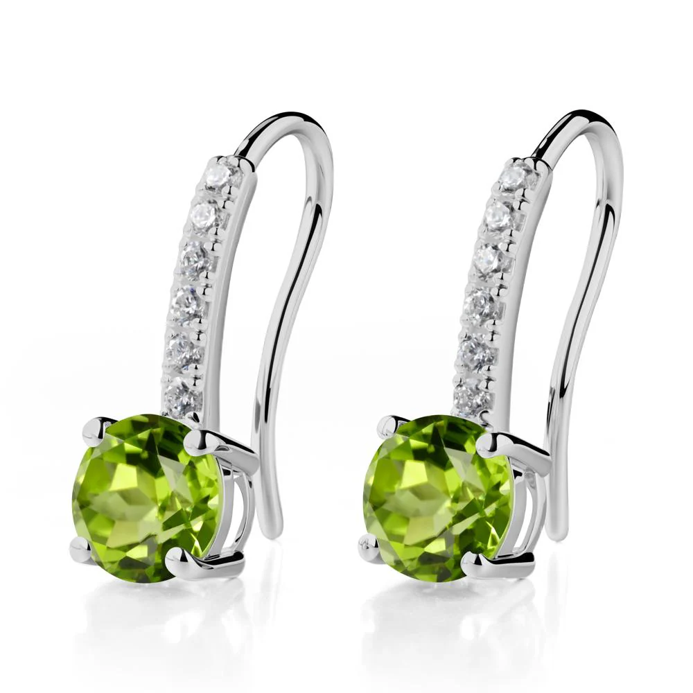 Simple Round Peridot Dangle Earrings - Image 6