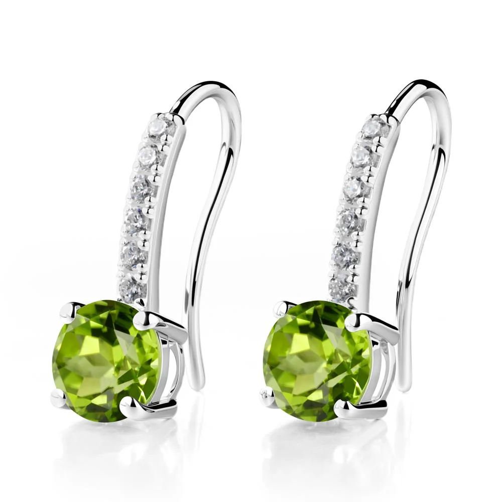 Simple Round Peridot Dangle Earrings - Image 8