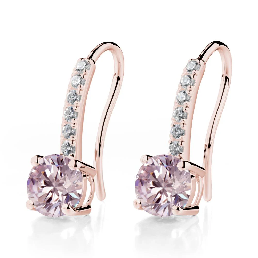 Simple Round Pink Cubic Zirconia Dangle Earrings - Image 7