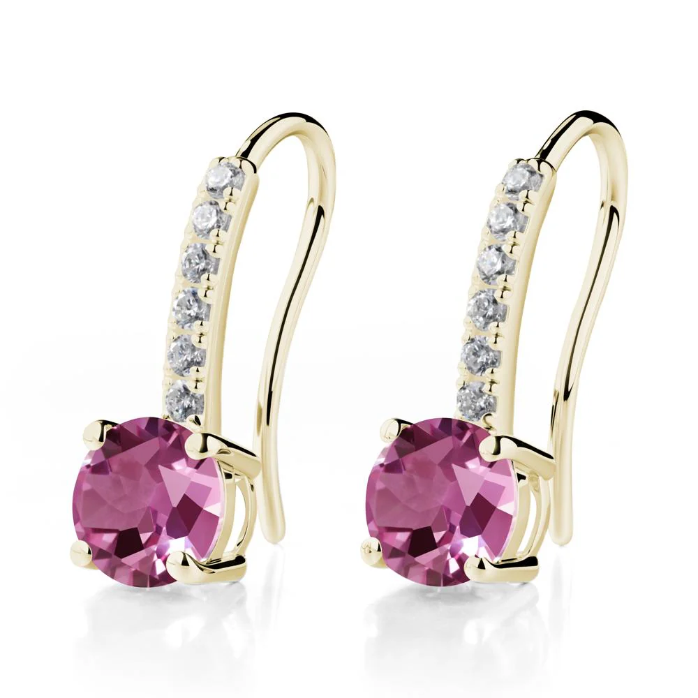 Simple Round Pink Sapphire Dangle Earrings - Image 8
