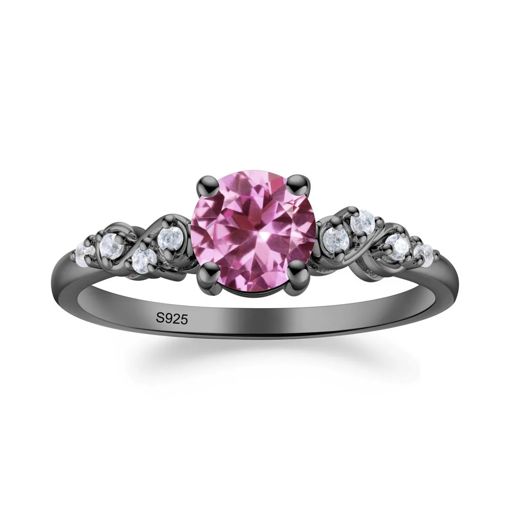 Simple Round Pink Sapphire Infinity Ring - Image 2