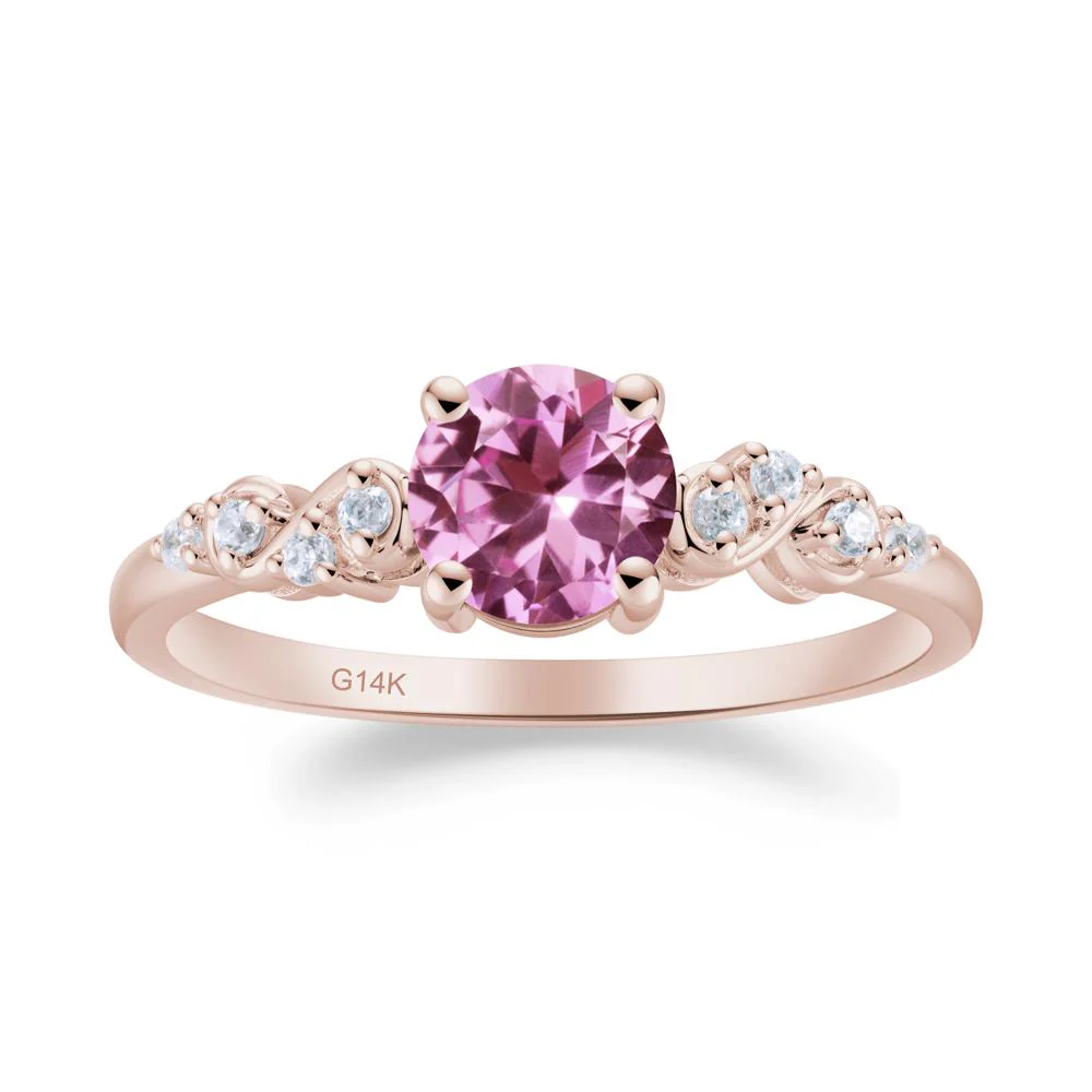 Simple Round Pink Sapphire Infinity Ring - Image 3