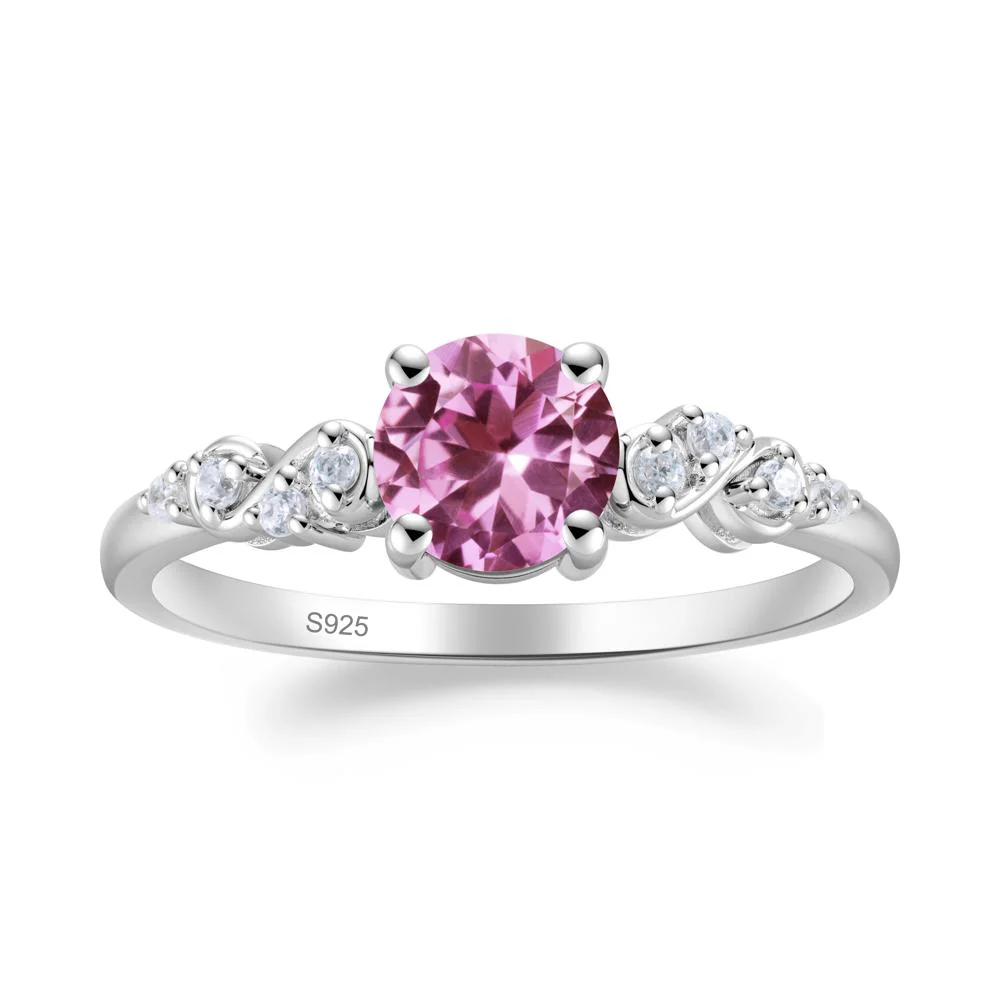 Simple Round Pink Sapphire Infinity Ring - Image 8