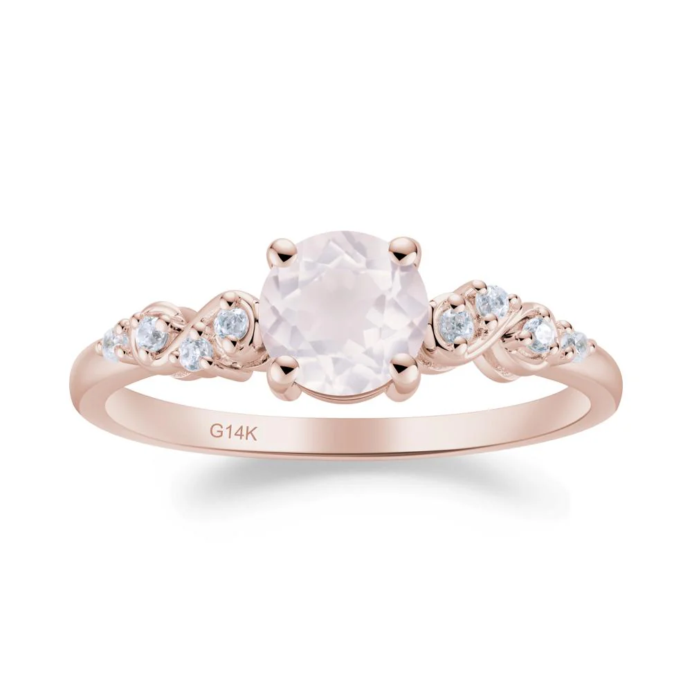 Simple Round Rose Quartz Infinity Ring