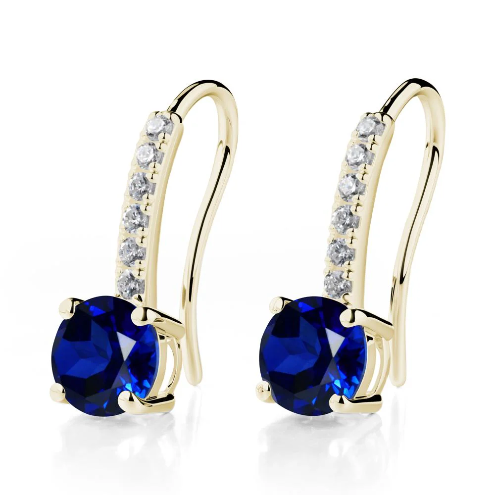 Simple Round Sapphire Dangle Earrings - Image 8