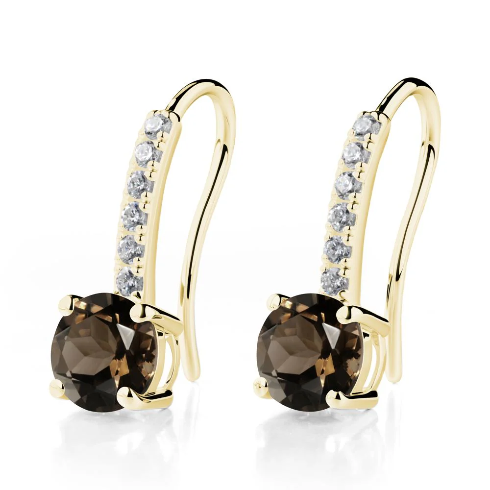 Simple Round Smoky Quartz Dangle Earrings - Image 6
