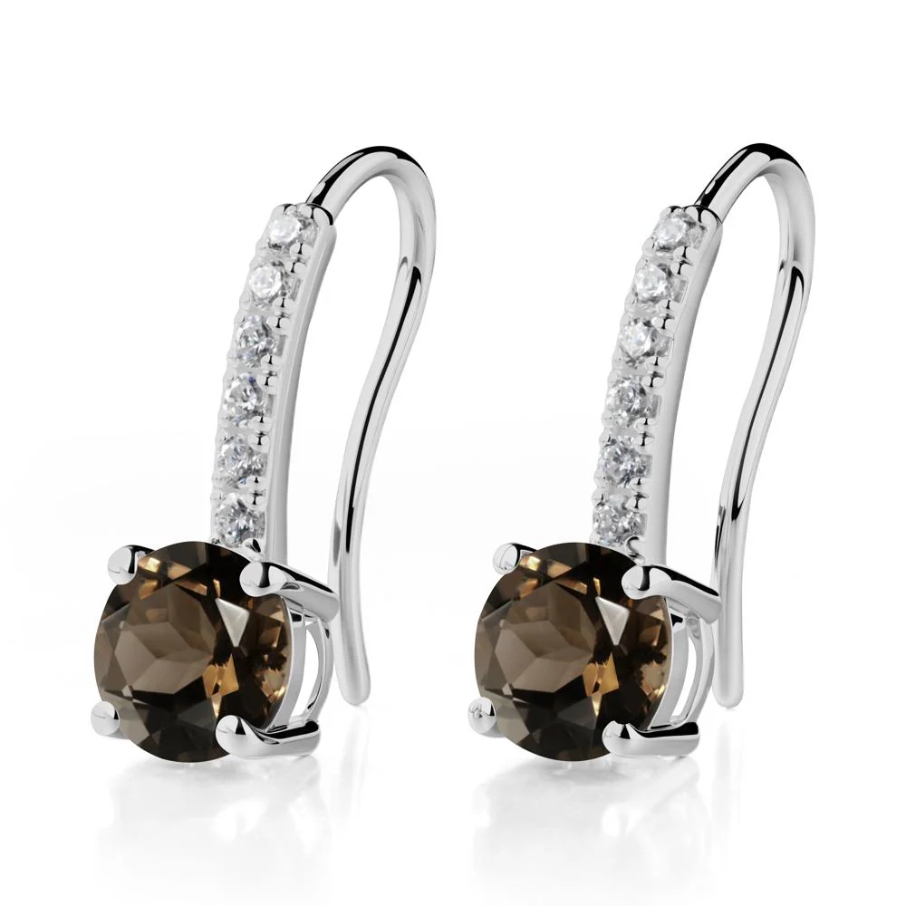 Simple Round Smoky Quartz Dangle Earrings - Image 8