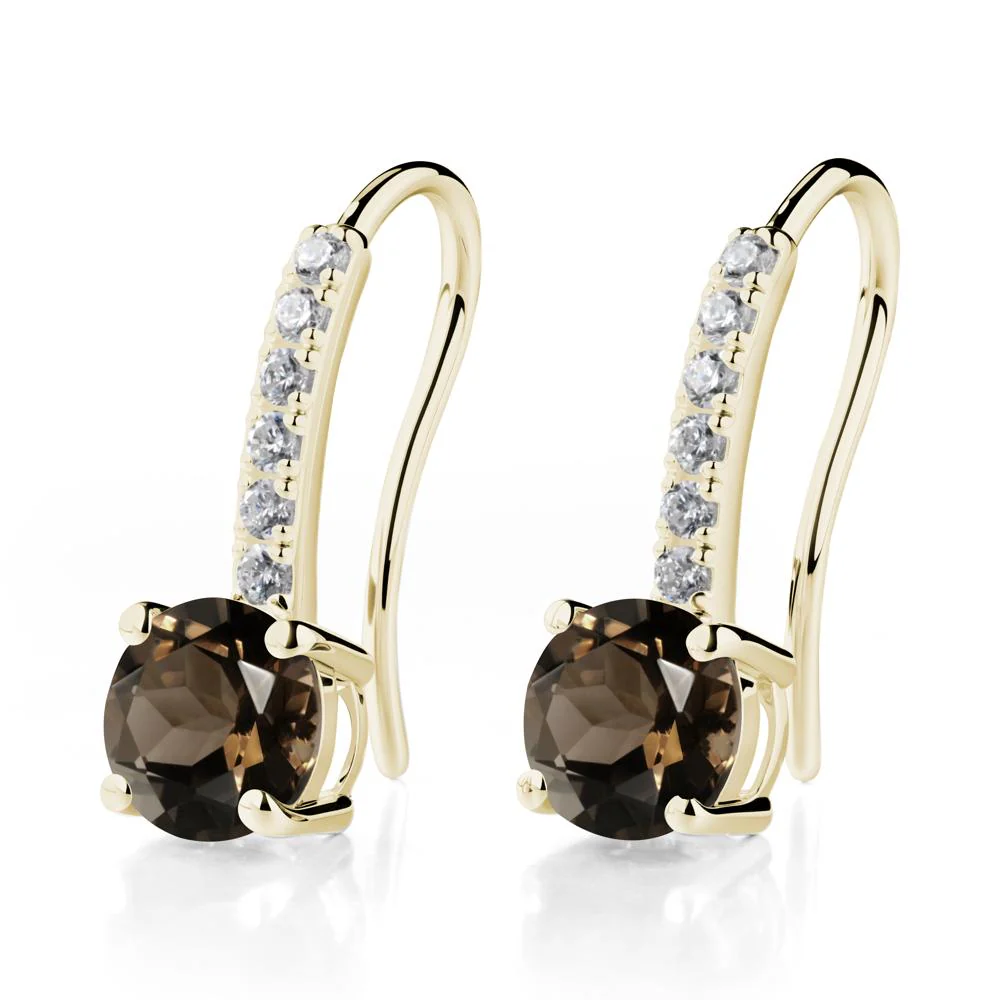 Simple Round Smoky Quartz Dangle Earrings - Image 9