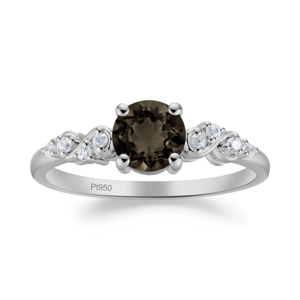Simple Round Smoky Quartz Infinity Ring - Image 2