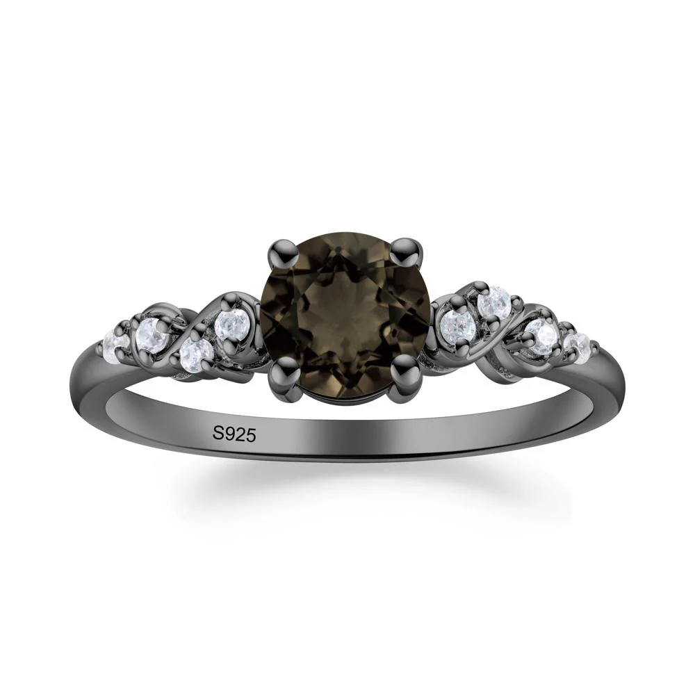 Simple Round Smoky Quartz Infinity Ring - Image 3