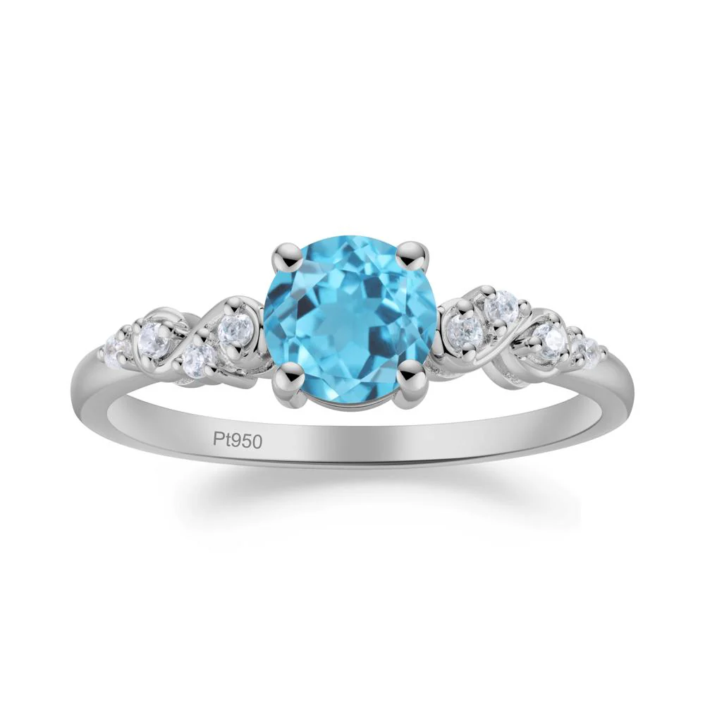 Simple Round Swiss Blue Topaz Infinity Ring - Image 2