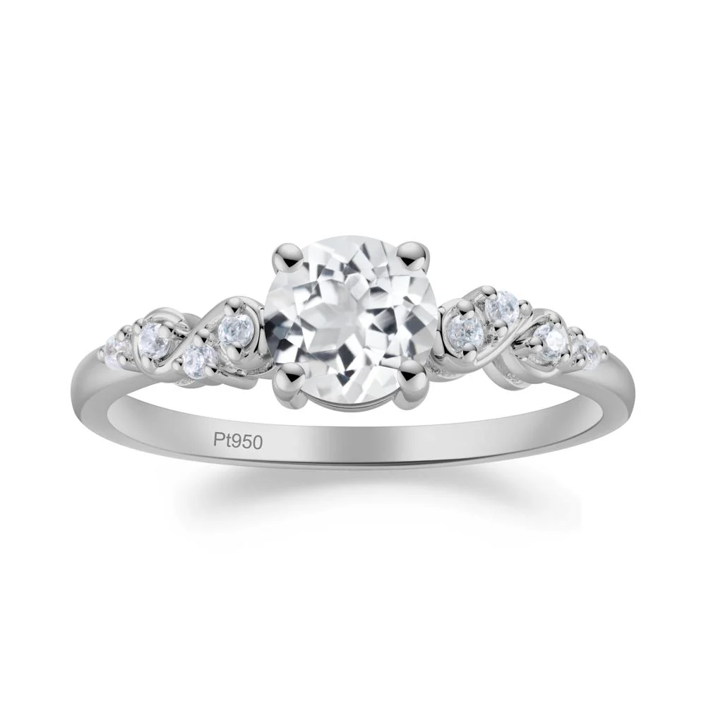 Simple Round White Topaz Infinity Ring - Image 4