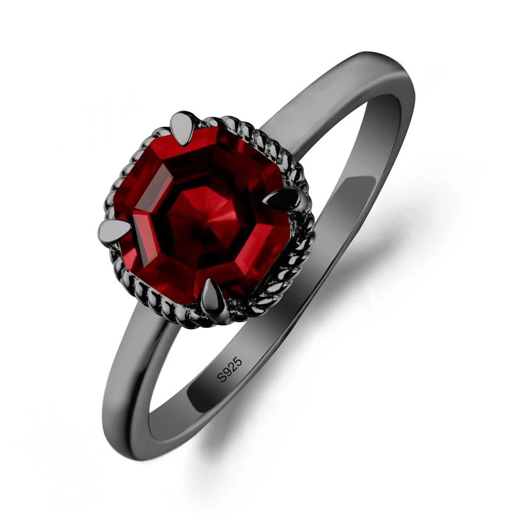 Simple Solitaire Octagon Garnet Ring - Image 8