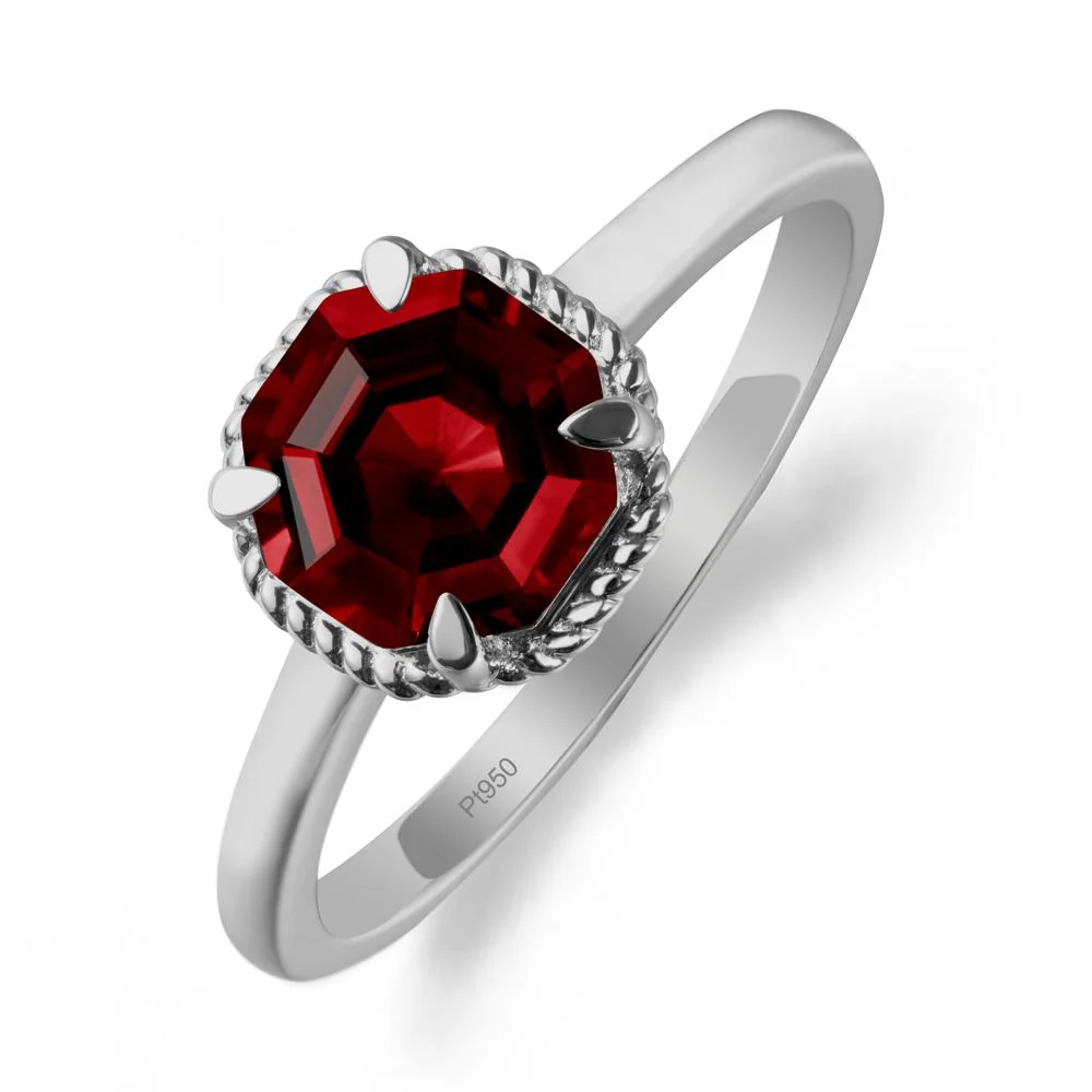 Simple Solitaire Octagon Garnet Ring - Image 9