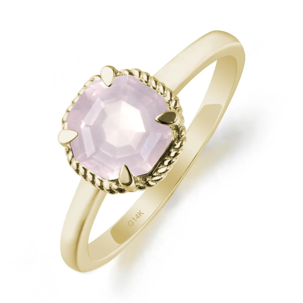 Simple Solitaire Octagon Rose Quartz Ring - Image 4