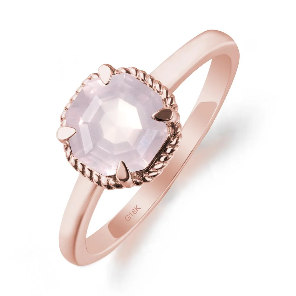 Simple Solitaire Octagon Rose Quartz Ring - Image 5