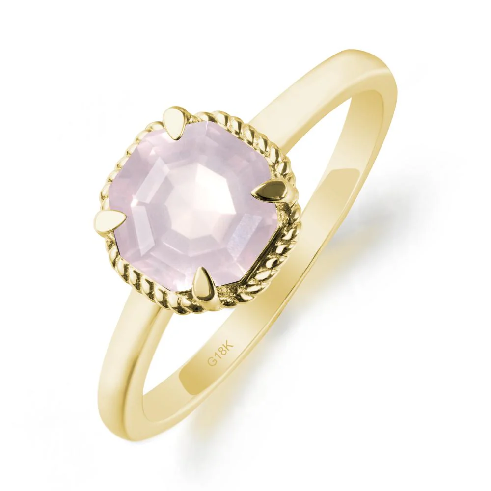 Simple Solitaire Octagon Rose Quartz Ring - Image 7