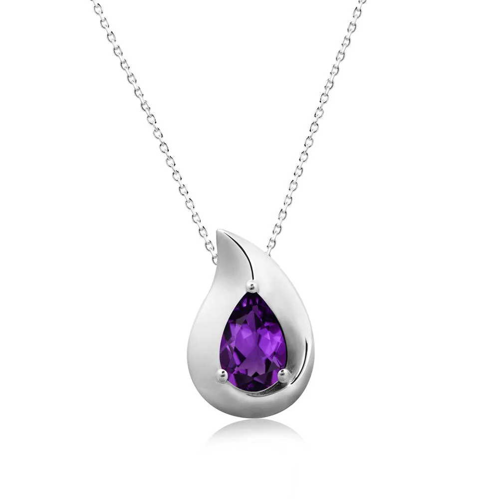 Simple Teardrop Amethyst Necklace