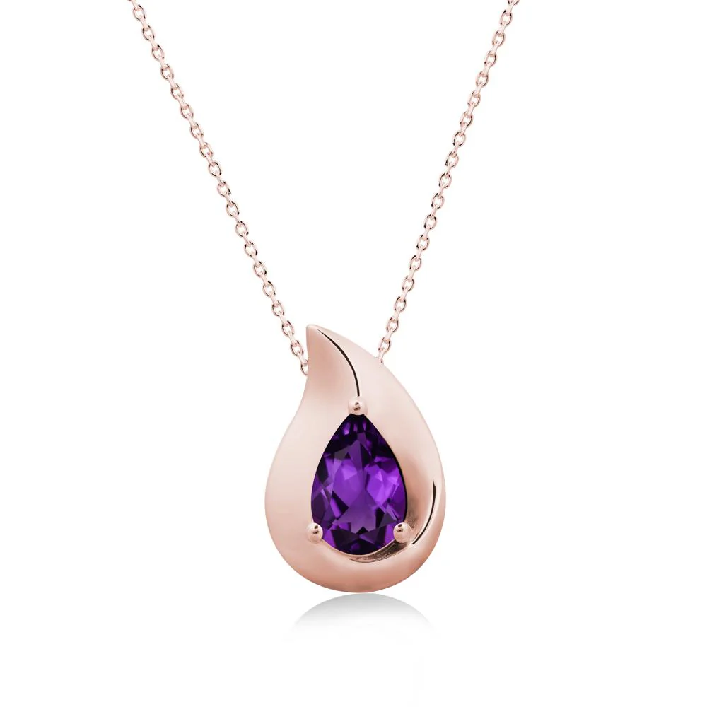 Simple Teardrop Amethyst Necklace - Image 4