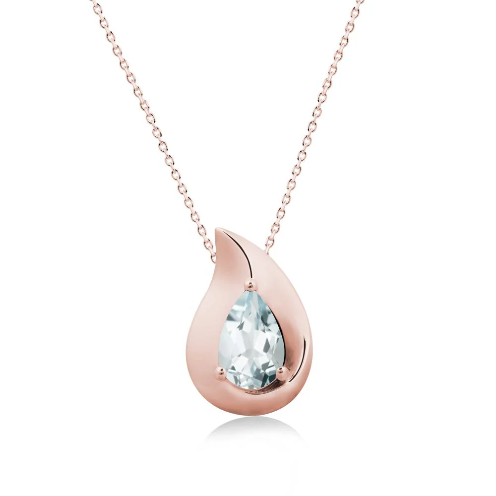 Simple Teardrop Aquamarine Pendant - Image 4