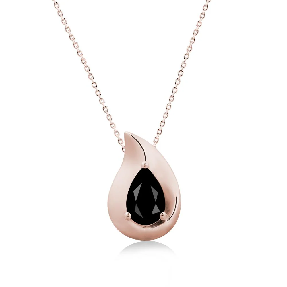 Simple Teardrop Black Spinel Necklace - Image 2