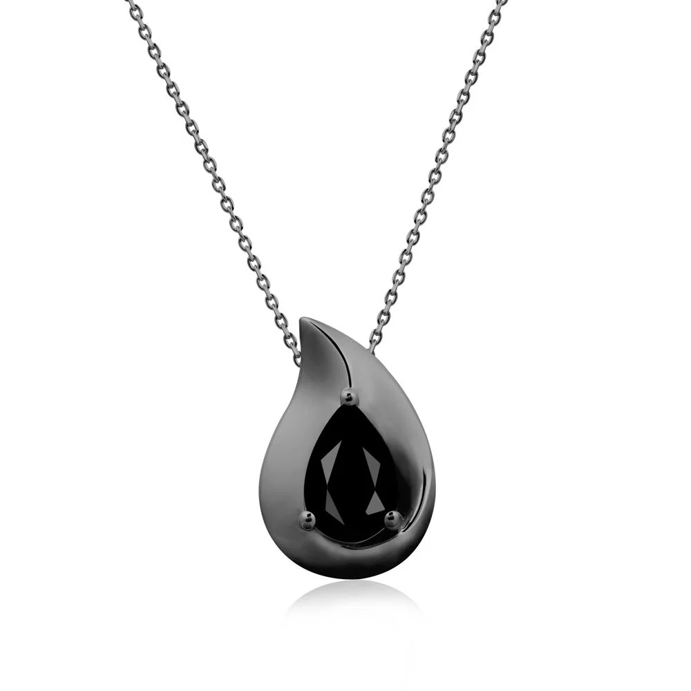 Simple Teardrop Black Spinel Necklace - Image 8