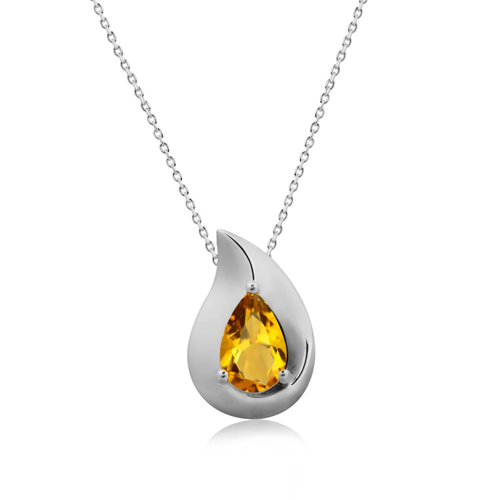 Simple Teardrop Citrine Pendant