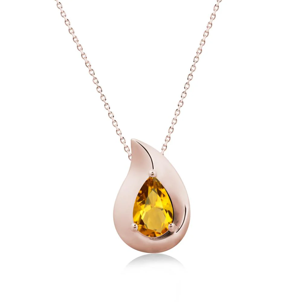Simple Teardrop Citrine Pendant - Image 2