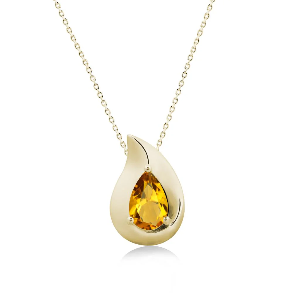 Simple Teardrop Citrine Pendant - Image 4