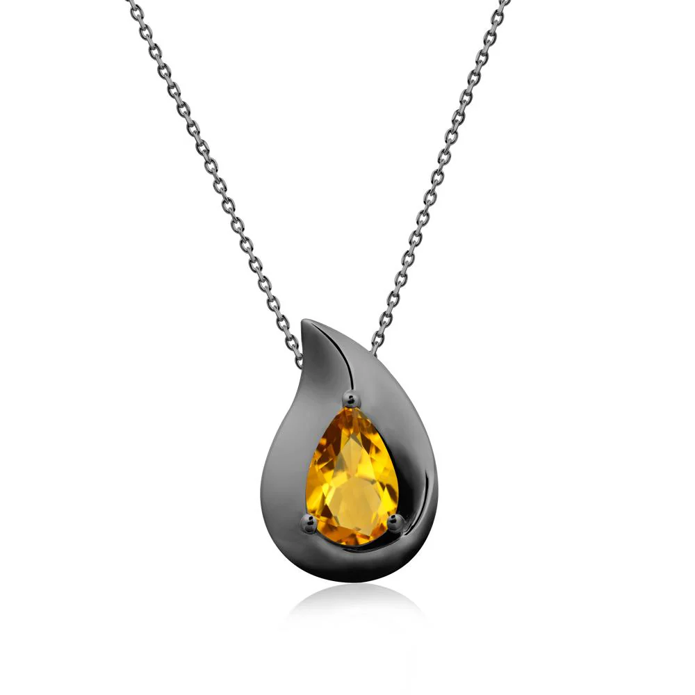 Simple Teardrop Citrine Pendant - Image 8