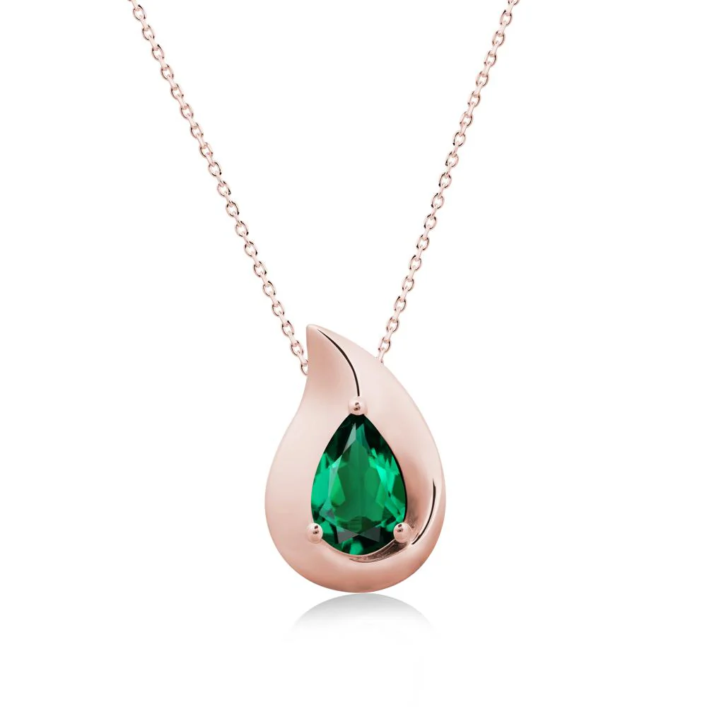 Simple Teardrop Emerald Necklace - Image 4