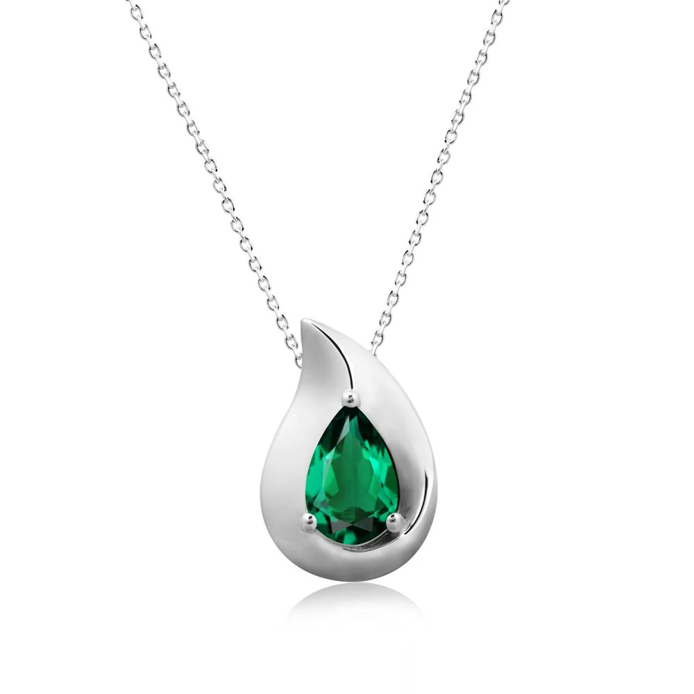 Simple Teardrop Emerald Necklace - Image 5
