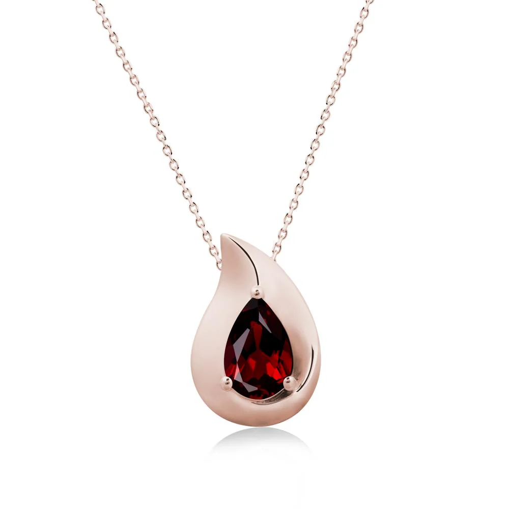 Simple Teardrop Garnet Pendant - Image 2