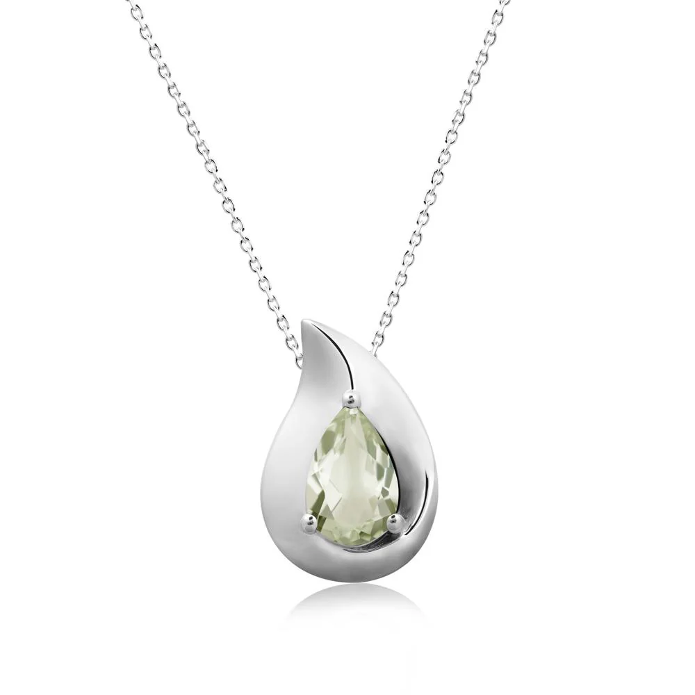 Simple Teardrop Green Amethyst Necklace - Image 3