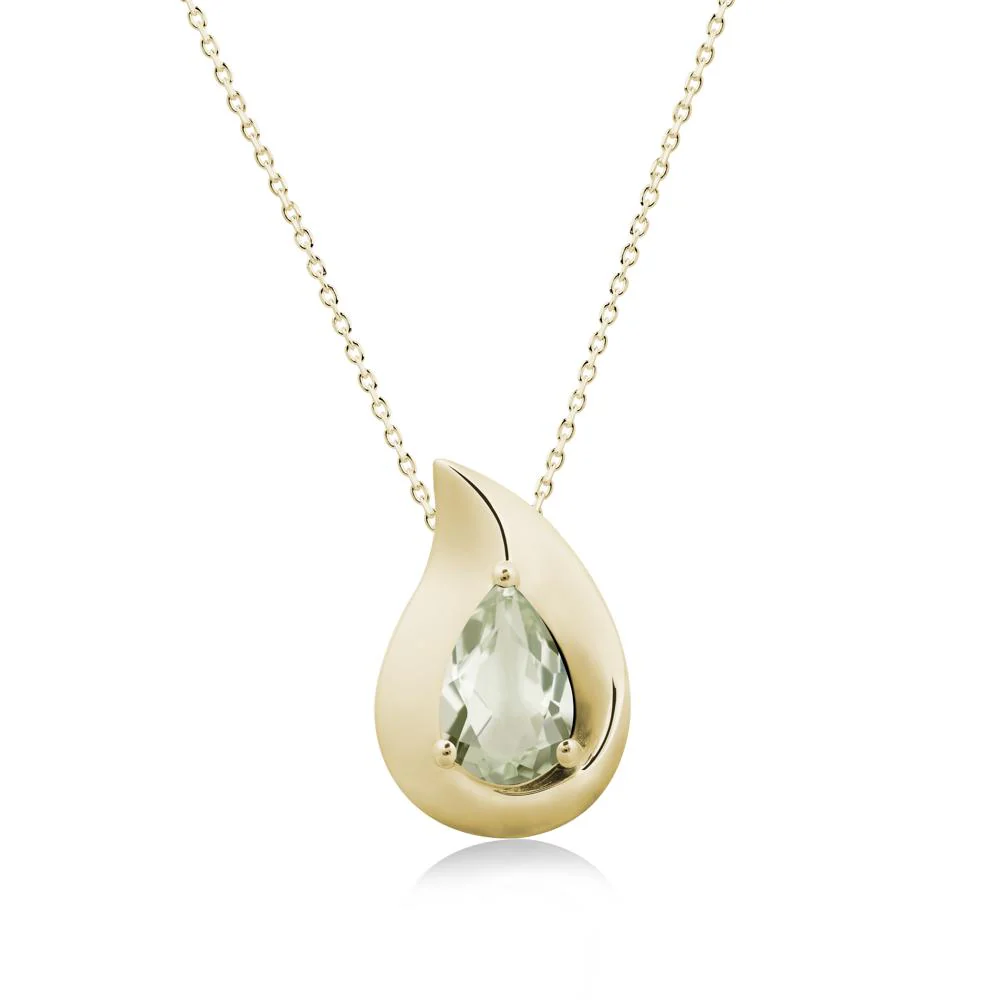 Simple Teardrop Green Amethyst Necklace - Image 4