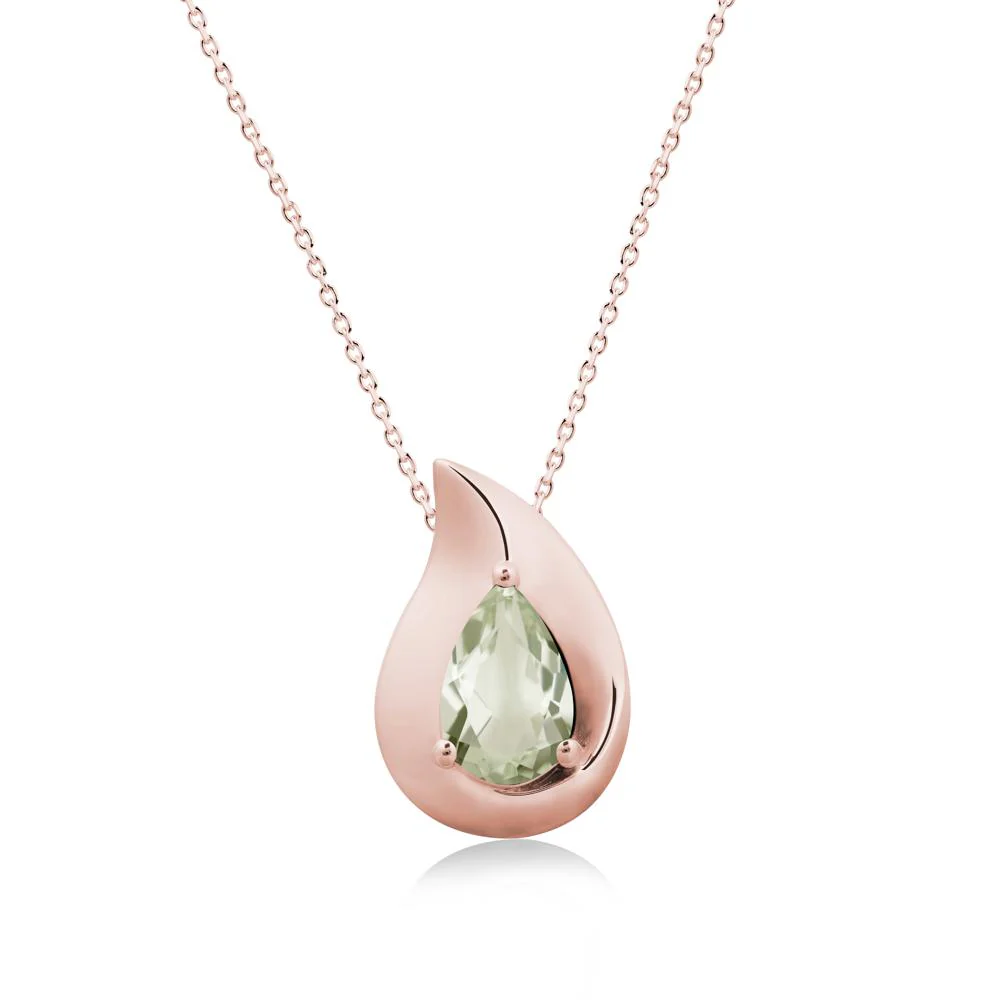 Simple Teardrop Green Amethyst Necklace - Image 5
