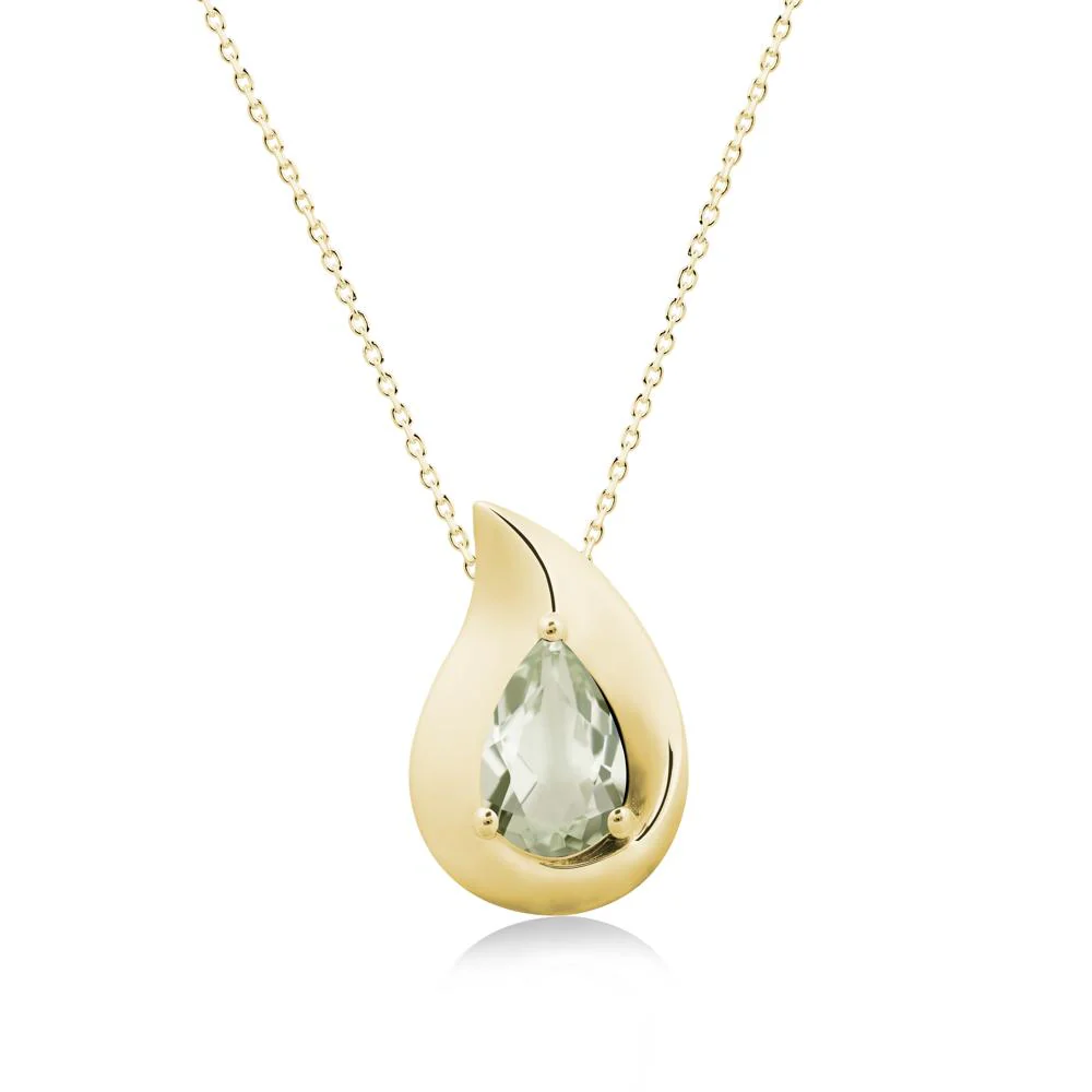 Simple Teardrop Green Amethyst Necklace - Image 7