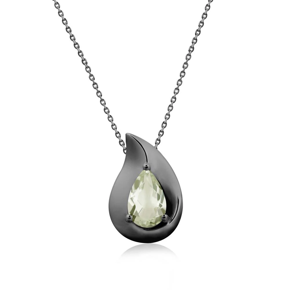Simple Teardrop Green Amethyst Necklace - Image 8