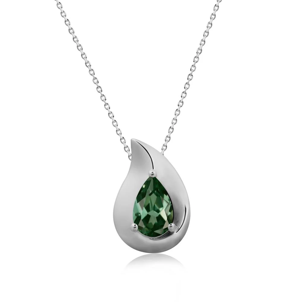 Simple Teardrop Green Sapphire Pendant - Image 8
