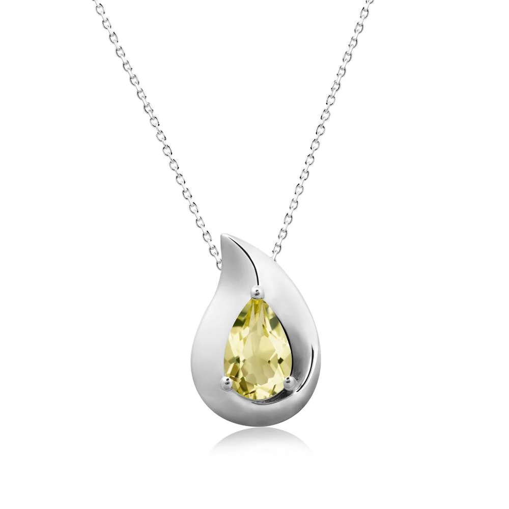 Simple Teardrop Lemon Quartz Necklace - Image 3