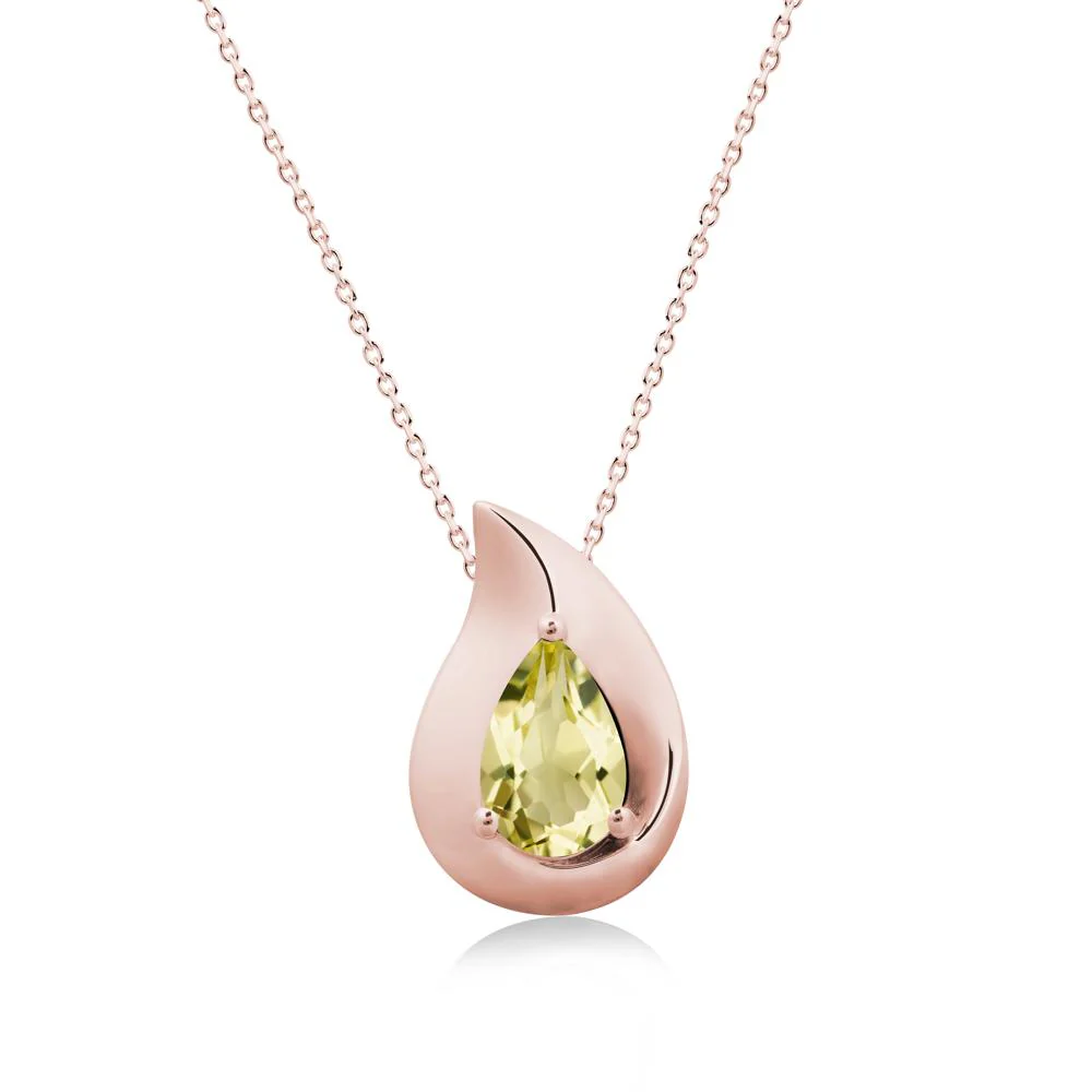 Simple Teardrop Lemon Quartz Necklace - Image 5