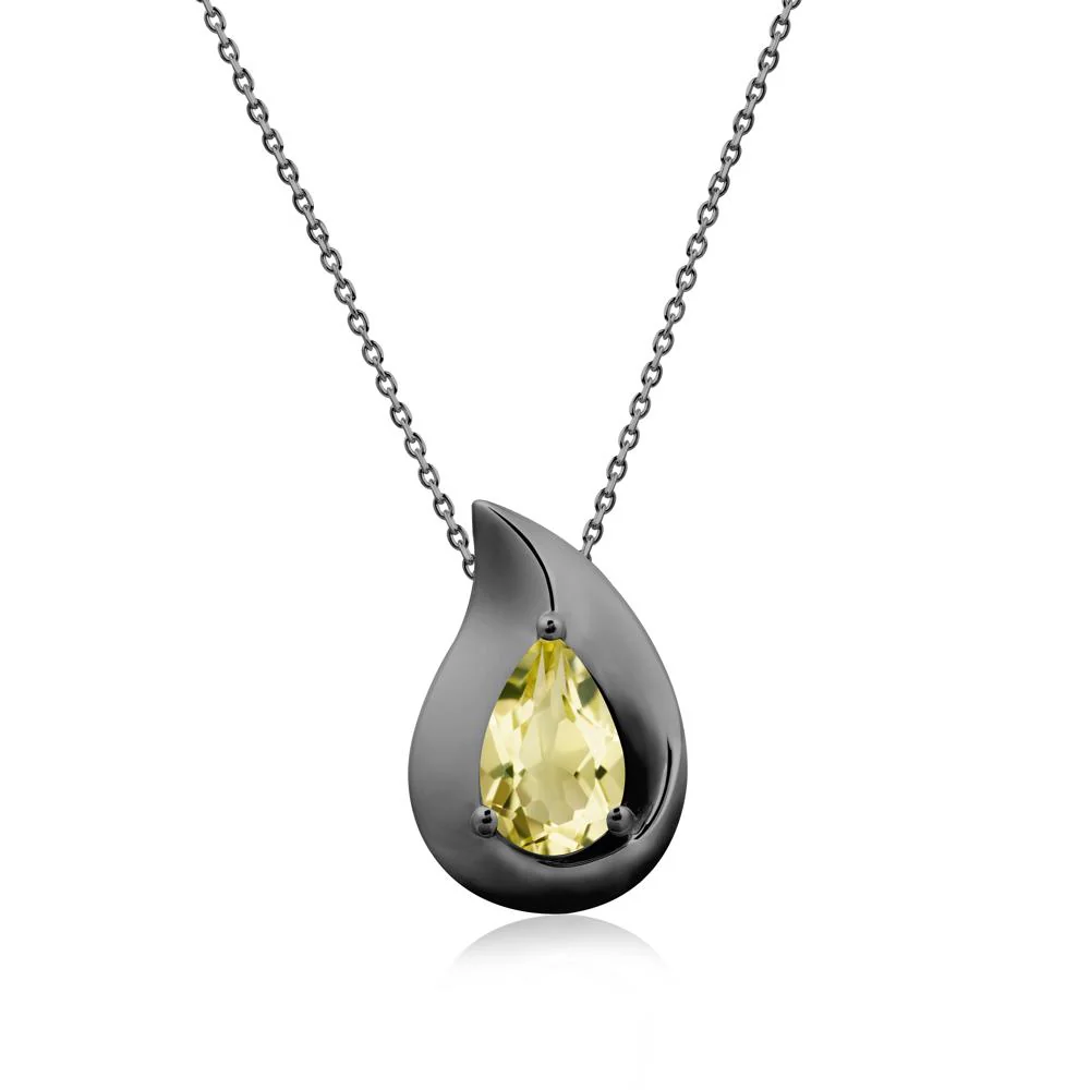 Simple Teardrop Lemon Quartz Necklace - Image 8