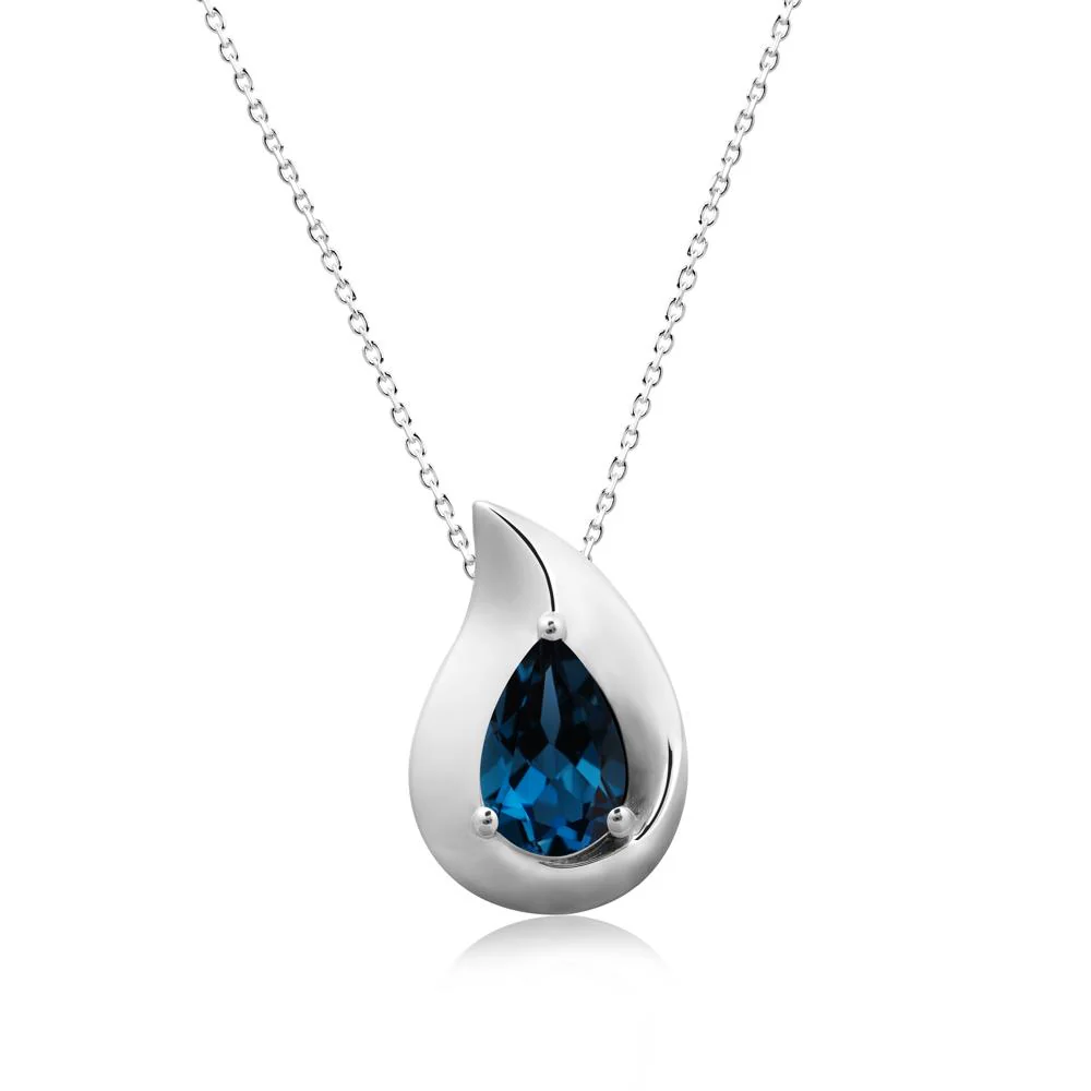Simple Teardrop London Blue Topaz Pendant - Image 3